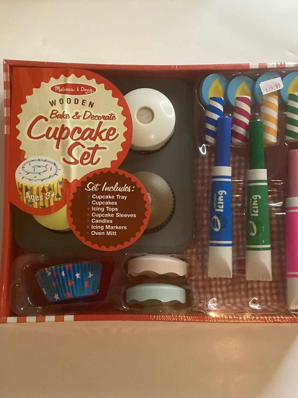 New Sealed Melissa & Doug Wooden Bake & Decorate Cupcake Set Play Pretend Food